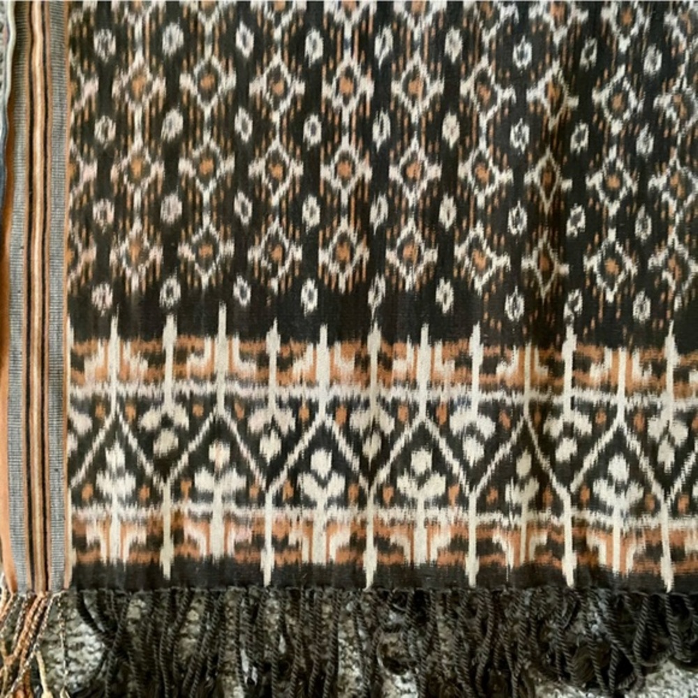 Long Ikat Scarf with Fringe - Picture 4 of 5